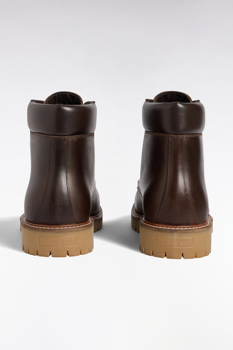 Bottines lacées en cuir lisse marron - Image 3