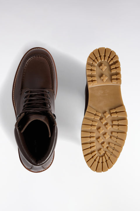 Bottines lacées en cuir lisse marron - Image 2
