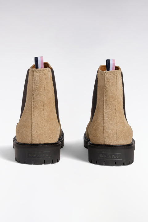 Bottines chelsea en cuir suédé beige - Image 3