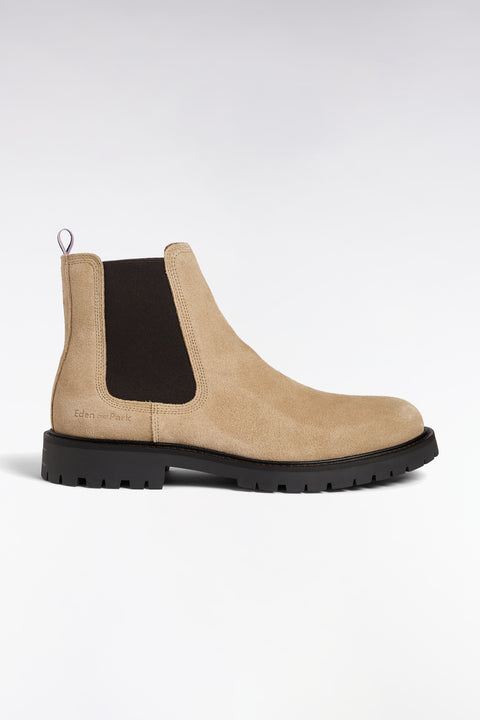 Bottines chelsea en cuir suédé beige - Image 1