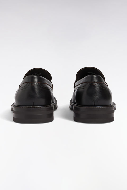 Mocassins bimatières en cuir marron - Image 3