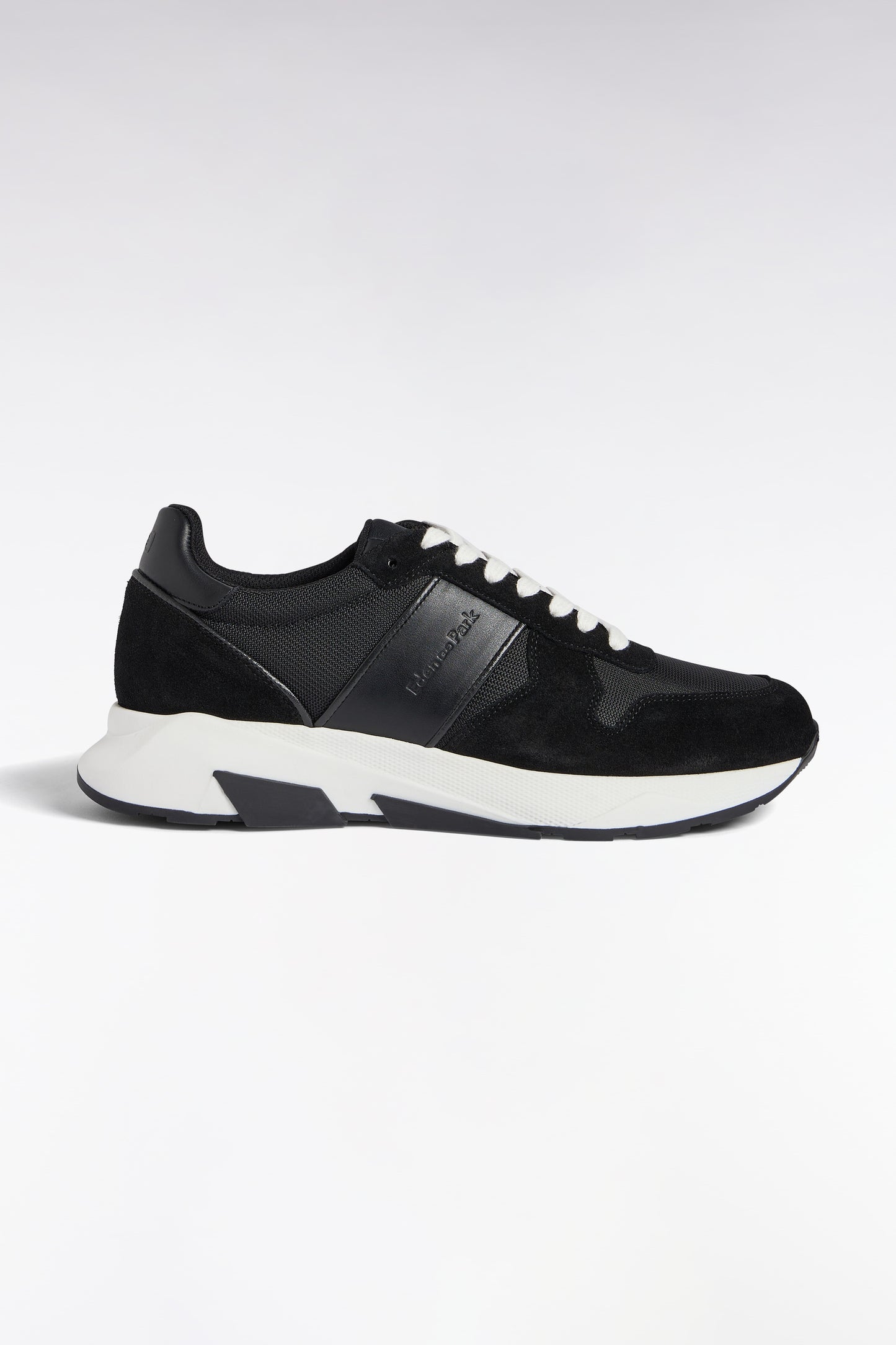 Sneakers multimatières en cuir noir