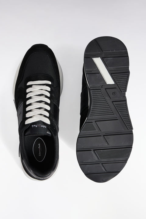 Sneakers multimatières en cuir noir - Image 2
