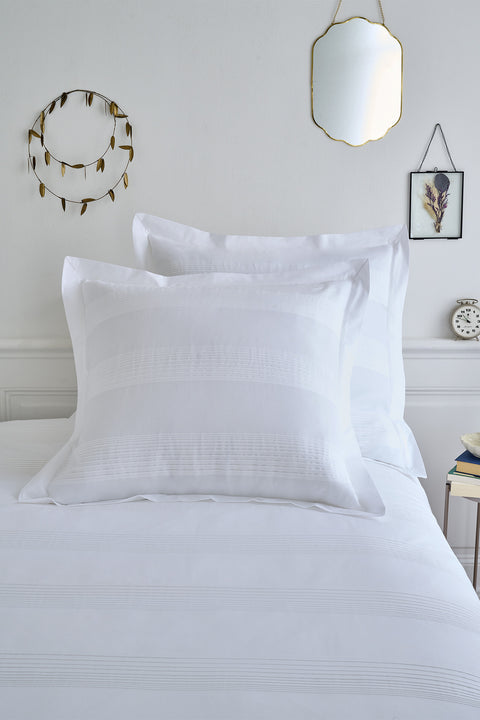 Lot de taies d'oreillers carrées en percale de coton blanche - Image 1
