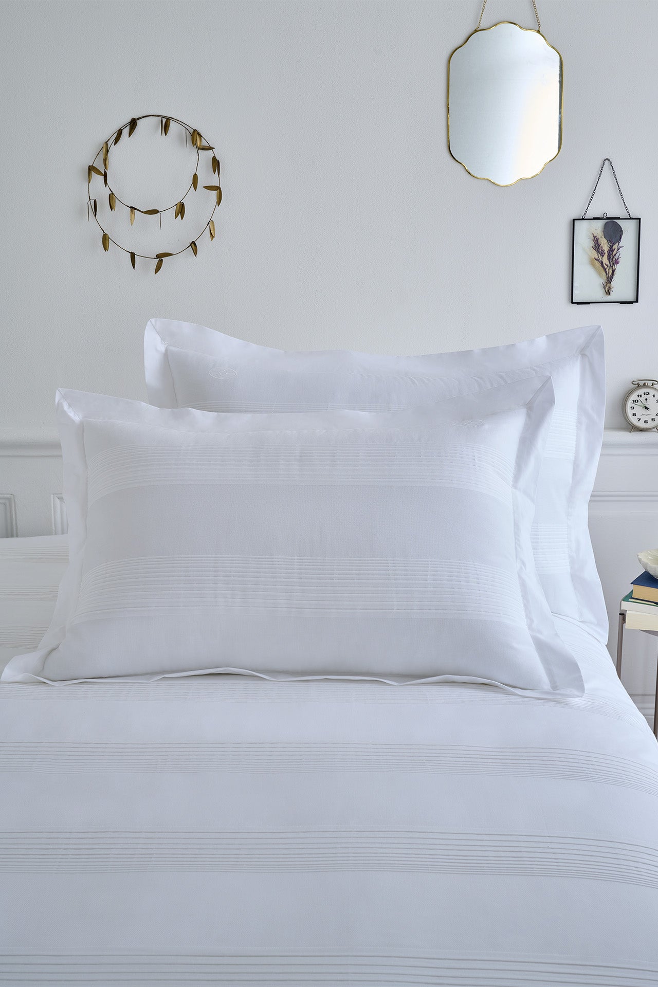 Lot de taies d'oreillers rectangulaires en percale de coton blanche
