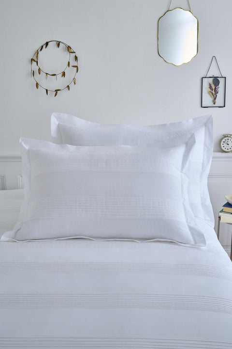 Lot de taies d'oreillers rectangulaires en percale de coton blanche - Image 1
