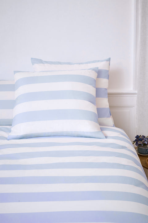 Lot de taies d'oreillers carrées en coton blanc à rayures bleues - Image 1