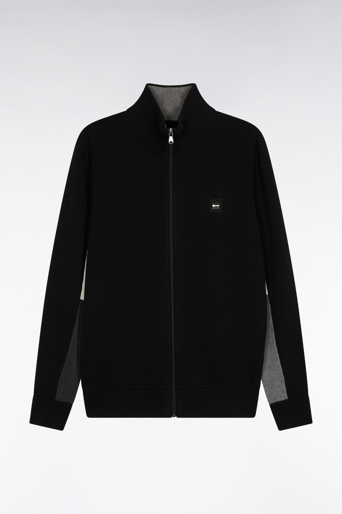 Black cotton cardigan with contrasting inside sleeves