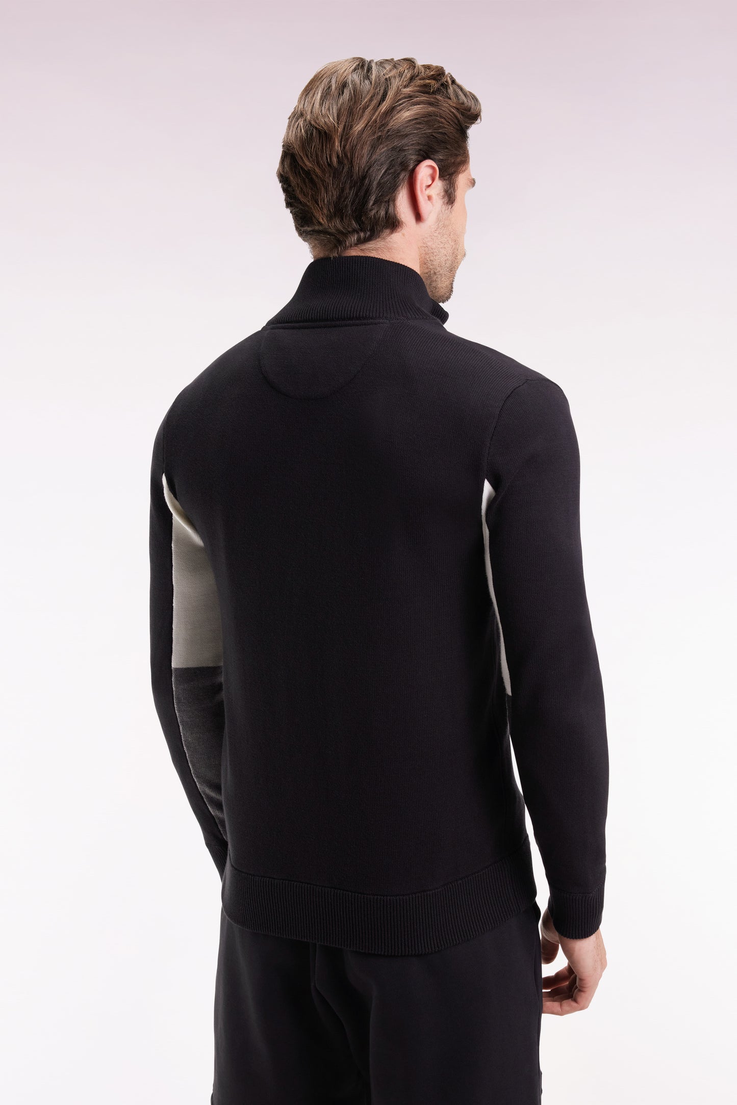 Black cotton cardigan with contrasting inside sleeves