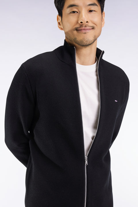 Cardigan en laine mérinos noir coupe droite - Image 3