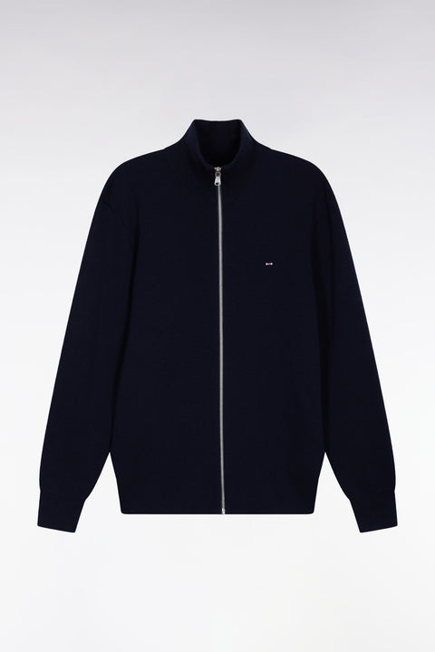Cardigan en laine mérinos marine coupe droite - Image 2