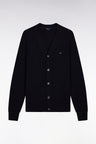 Cardigan en laine et coton marine coupe droite