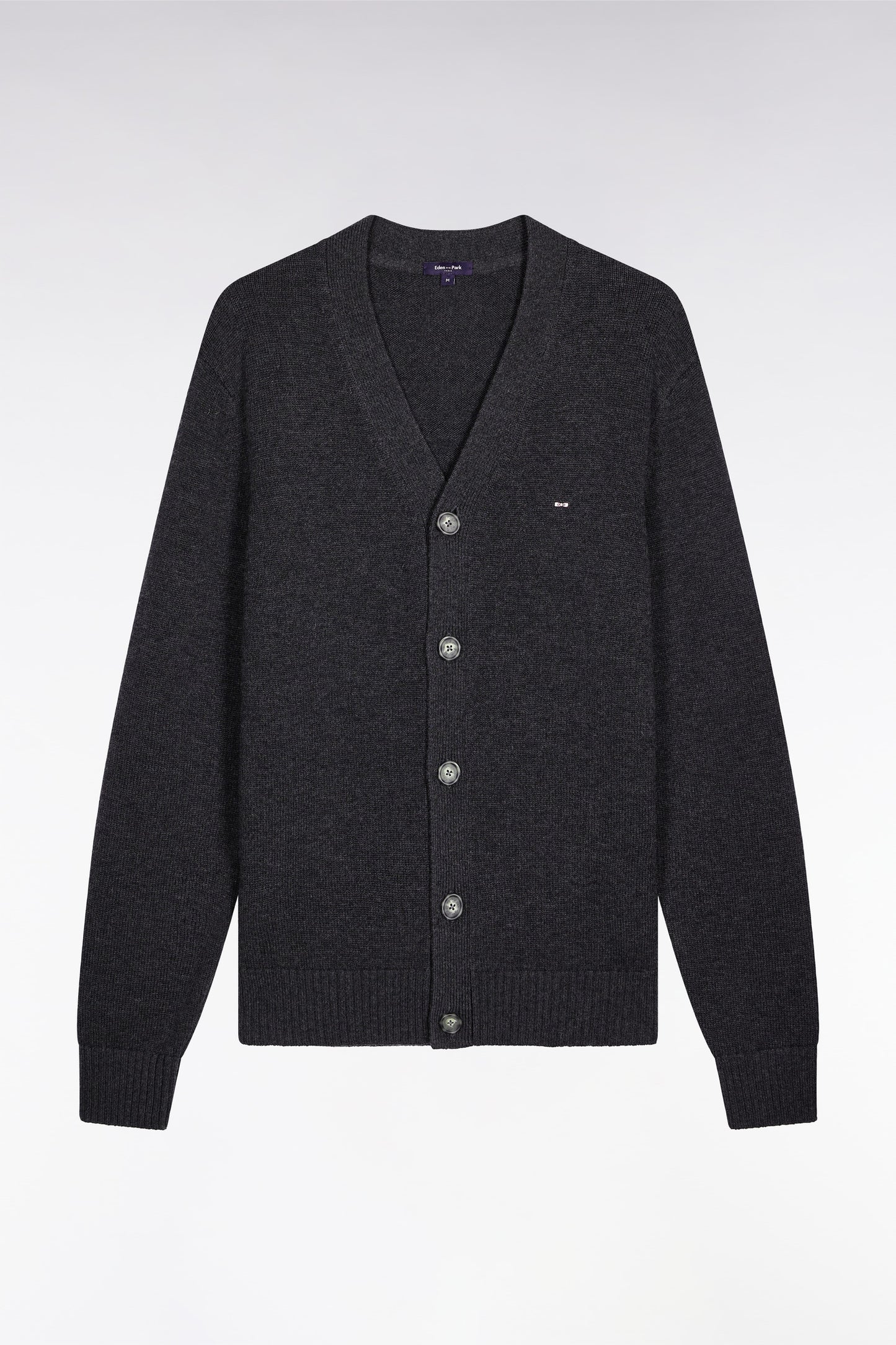 Grey wool and cotton cardigan, straight cut