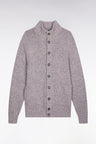 Grey cardigan in virgin wool and alpaca mix, straight cut