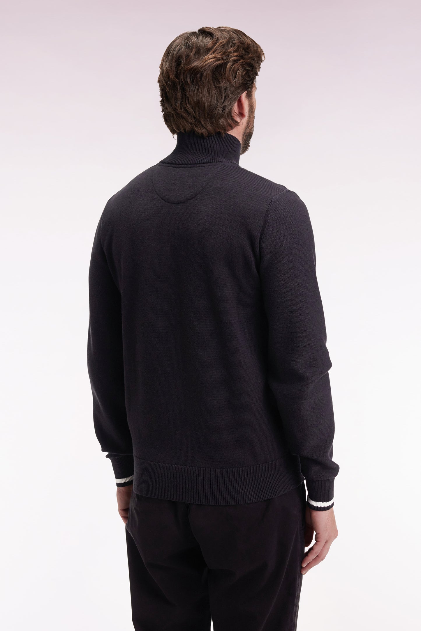 Navy cotton embroidered zipped cardigan 10 black straight cut