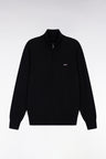 Cardigan zippé en coton noir coupe droite