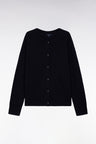 Cardigan en laine et coton marine coupe Relaxed