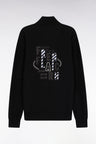 Cardigan zippé en coton noire broderie dos