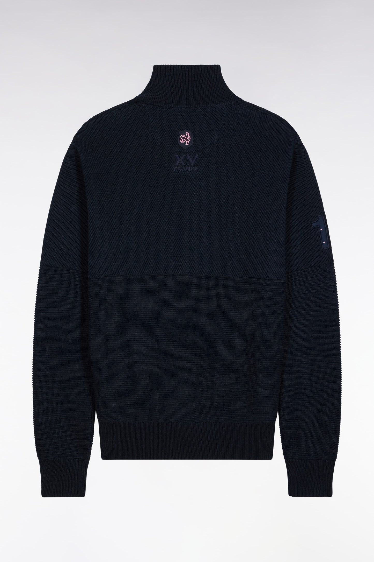 XV de France zipped cardigan in navy cotton