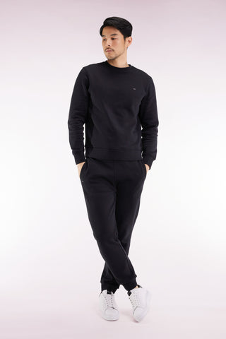 Jogging en molleton gratté noir coupe droite
