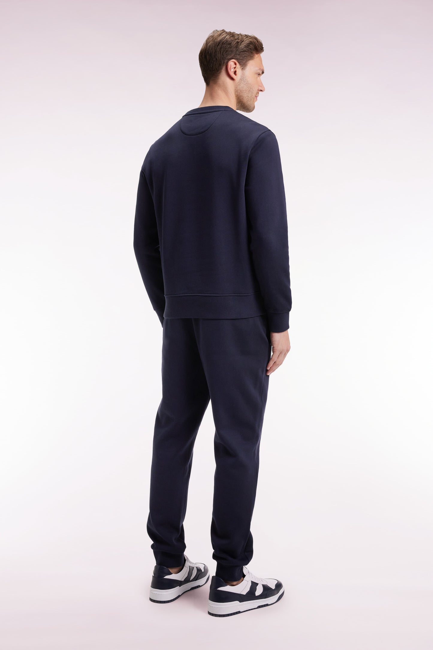 Jogging en molleton gratté marine coupe droite