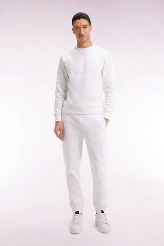 Jogging en molleton gratté blanc coupe droite