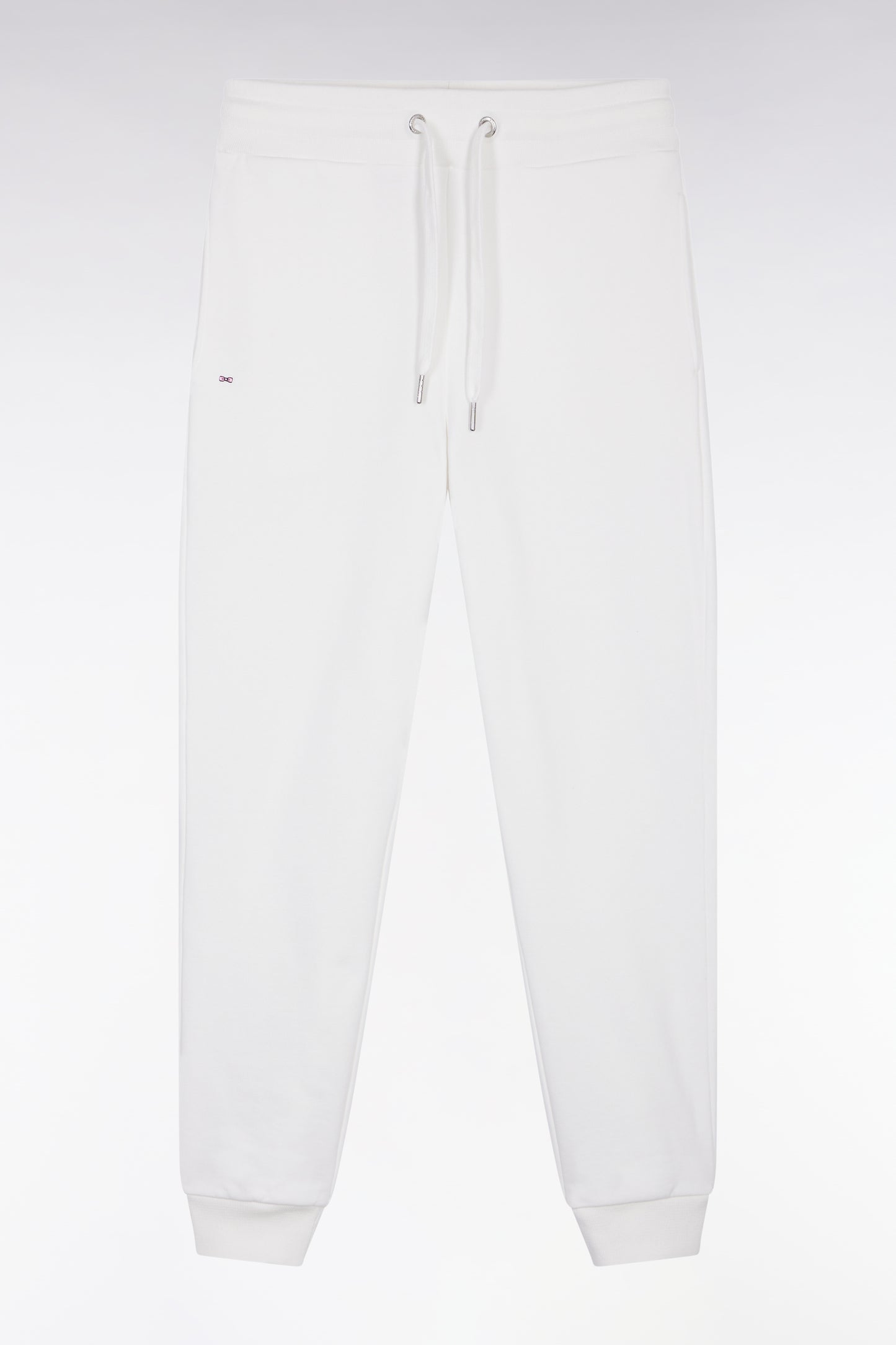 Jogging en molleton gratté blanc coupe droite