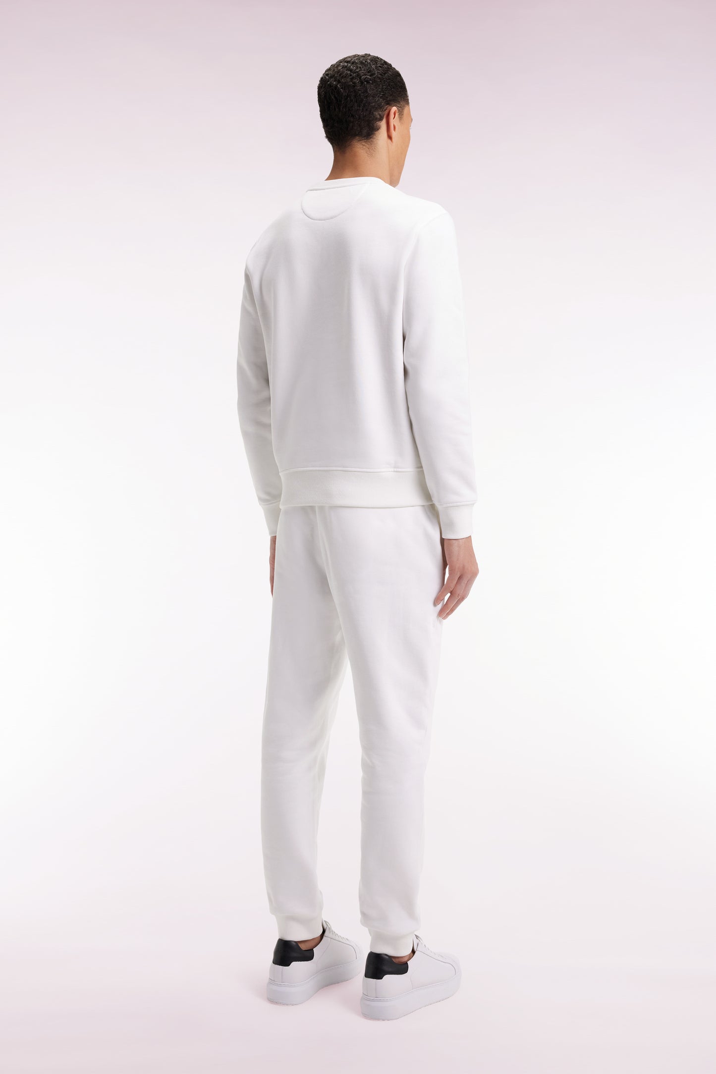 Jogging en molleton gratté blanc coupe droite