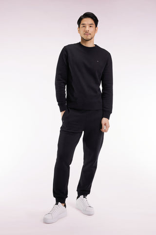 Jogging en molleton gratté noir coupe droite