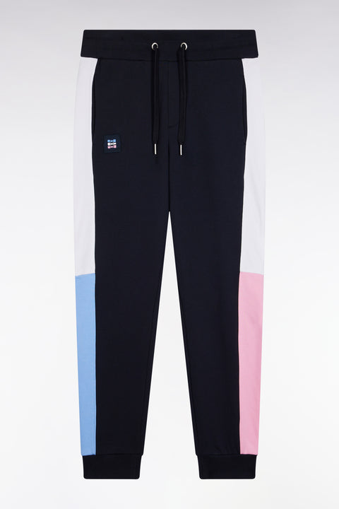 Jogging en molleton gratté marine colorblock coupe droite - Image 2