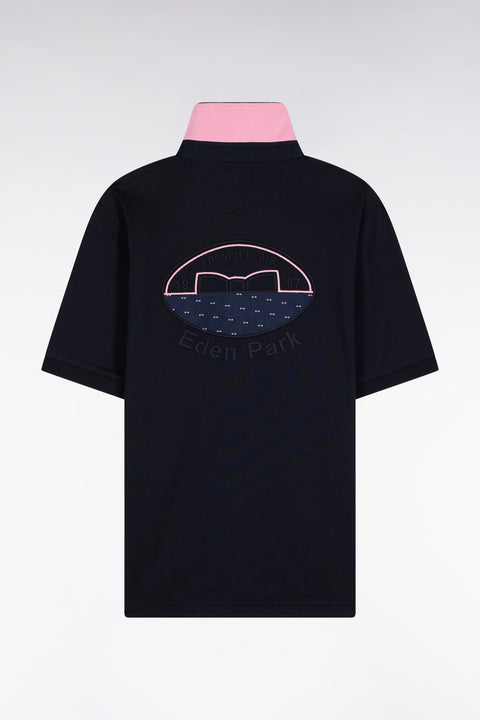 Maillot à manches courtes en coton rayé rose et marine - Image 2