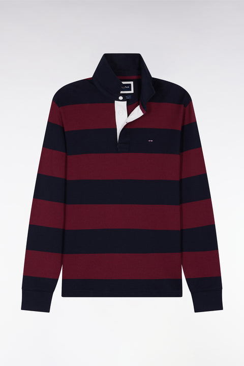 Maillot manches longues en jersey à rayures rugby bordeaux et noir - Image 2