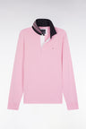 Maillot manches longues en jersey rose dessous de col rayé