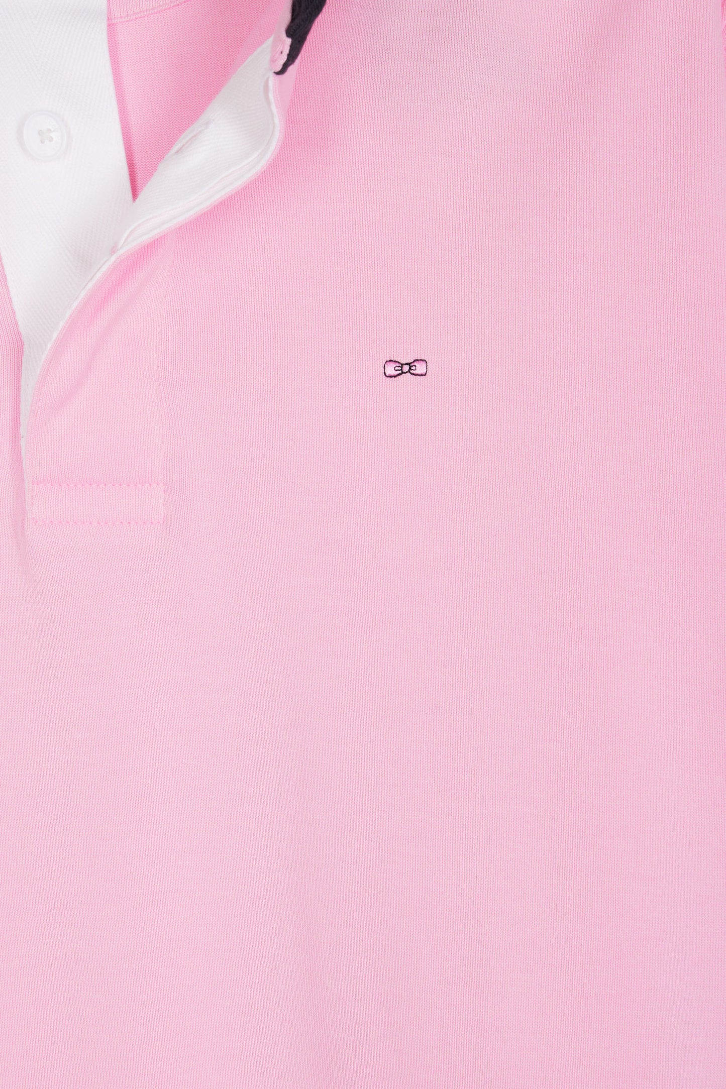 Maillot manches longues en jersey rose dessous de col rayé