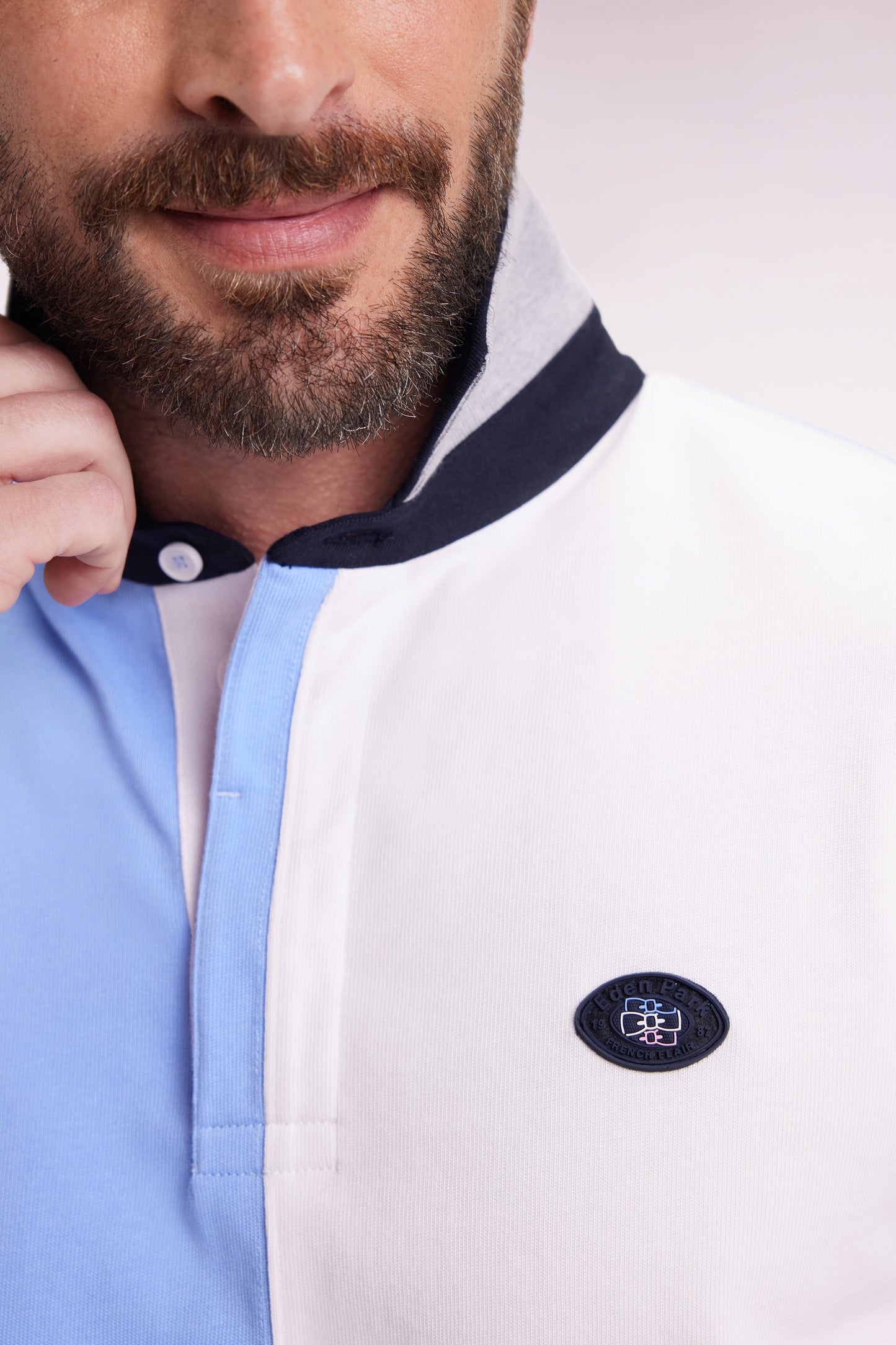 Maillot à manches longues en jersey coton épais colorblock coupe droite