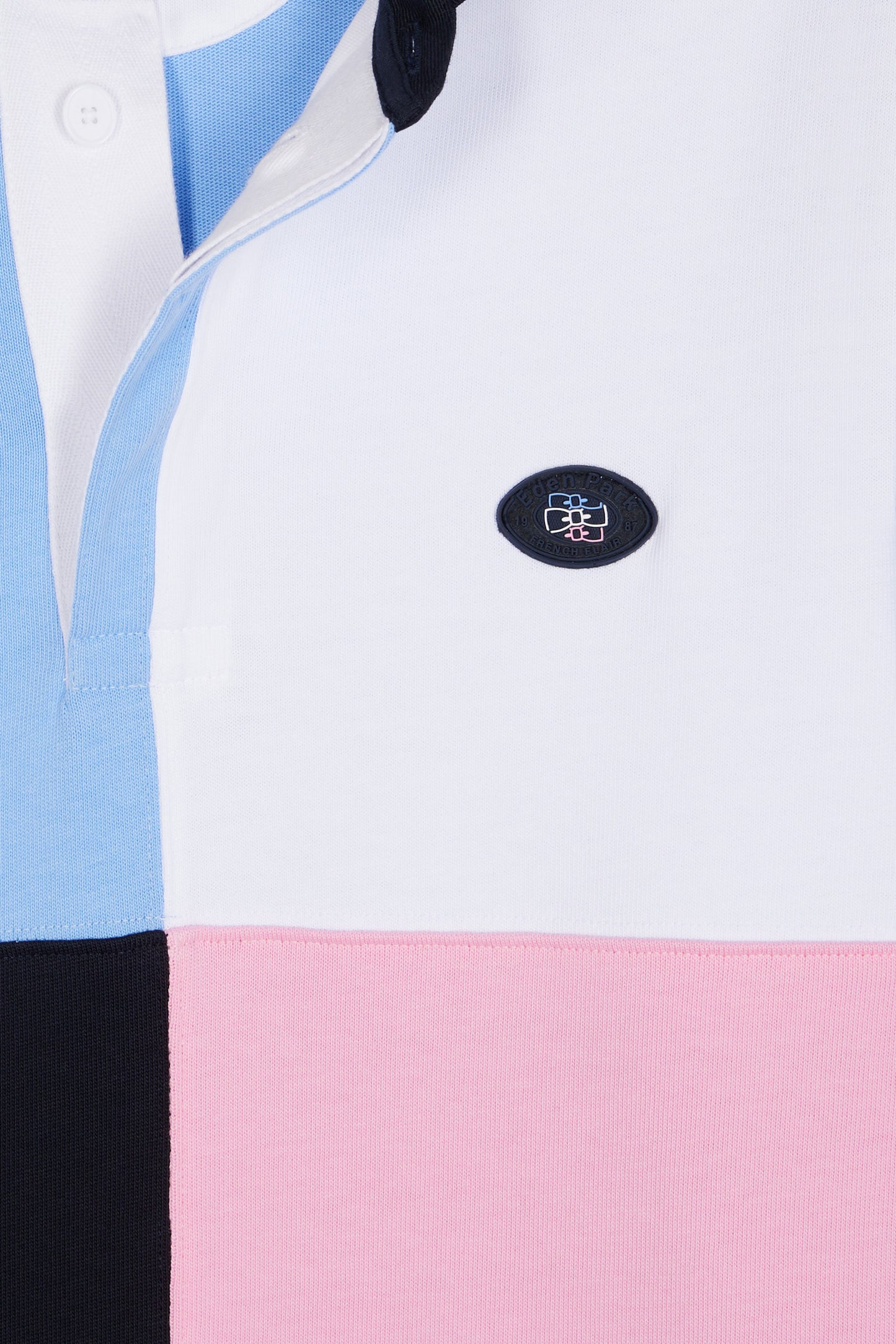 Maillot à manches longues en jersey coton épais colorblock coupe droite