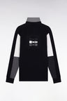 Maillot à manches longues en jersey coton épais noir brodé coupe droite