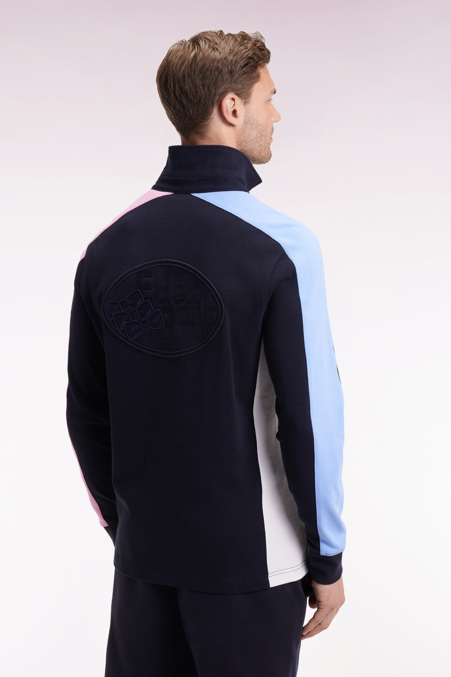 Maillot à manches longues en jersey coton épais manches contrastées coupe droite