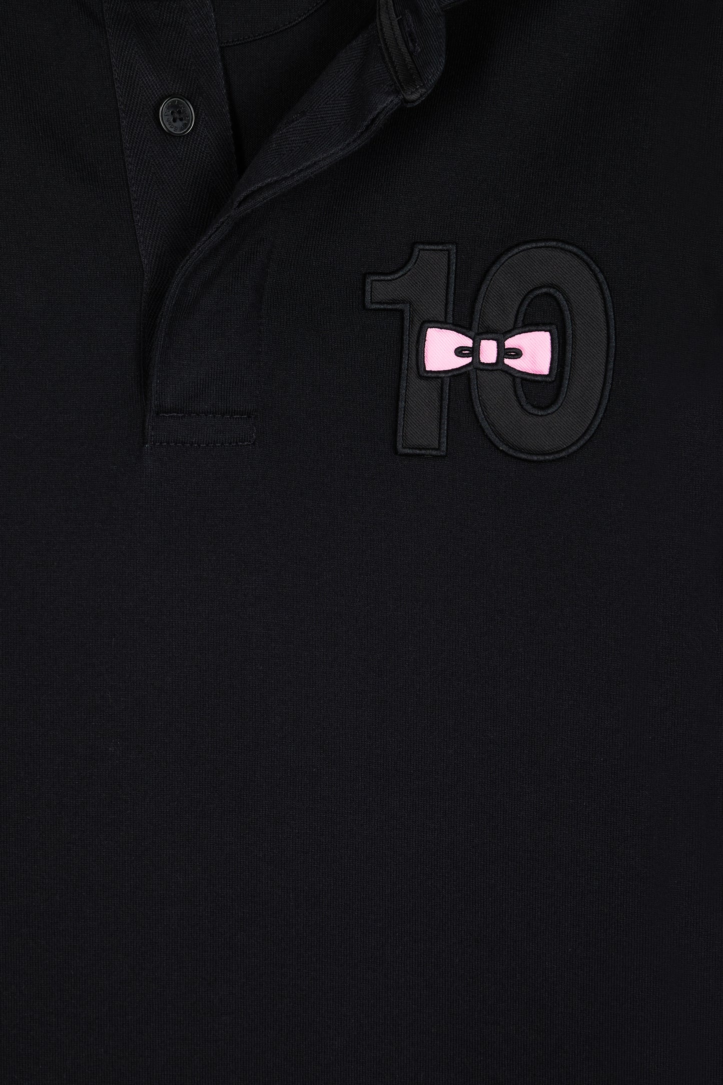 Maillot à manches longues en jersey de coton épais noir brodé coupe droite