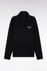 Maillot à manches longues en jersey de coton épais noir brodé coupe droite