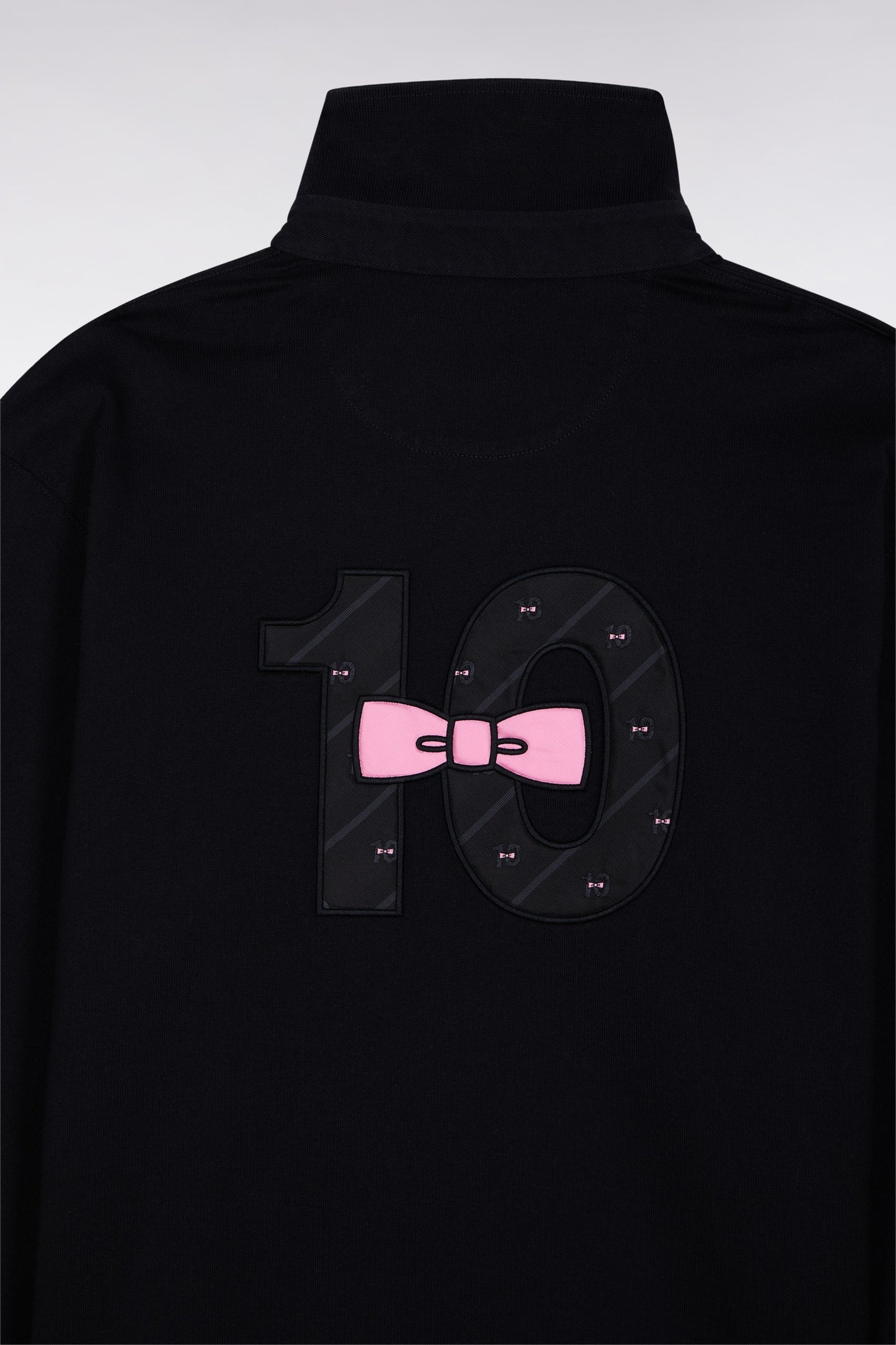 Maillot à manches longues en jersey de coton épais noir broderie nœud papillon coupe droite