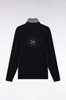 Maillot à manches longues en jersey de coton épais noir passepoils coupe droite