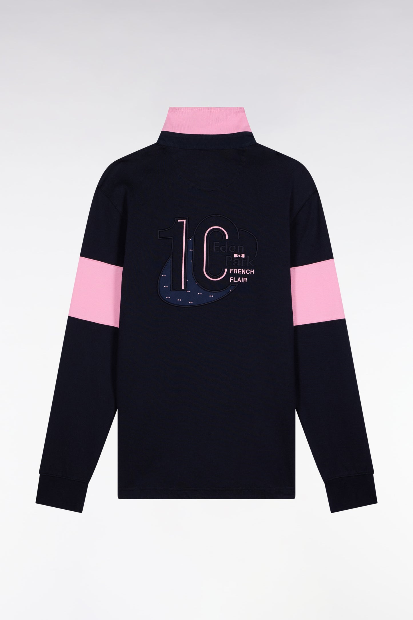 Maillot à manches longues en jersey épais marine broderie dos coupe droite