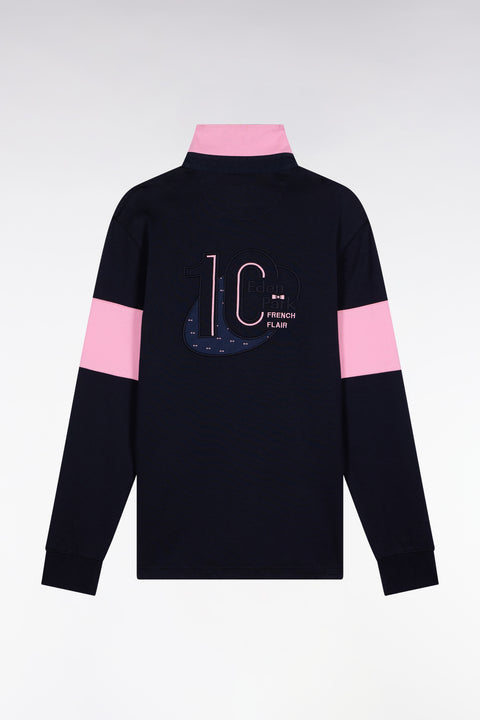 Maillot à manches longues en jersey épais marine broderie dos coupe droite - Image 2