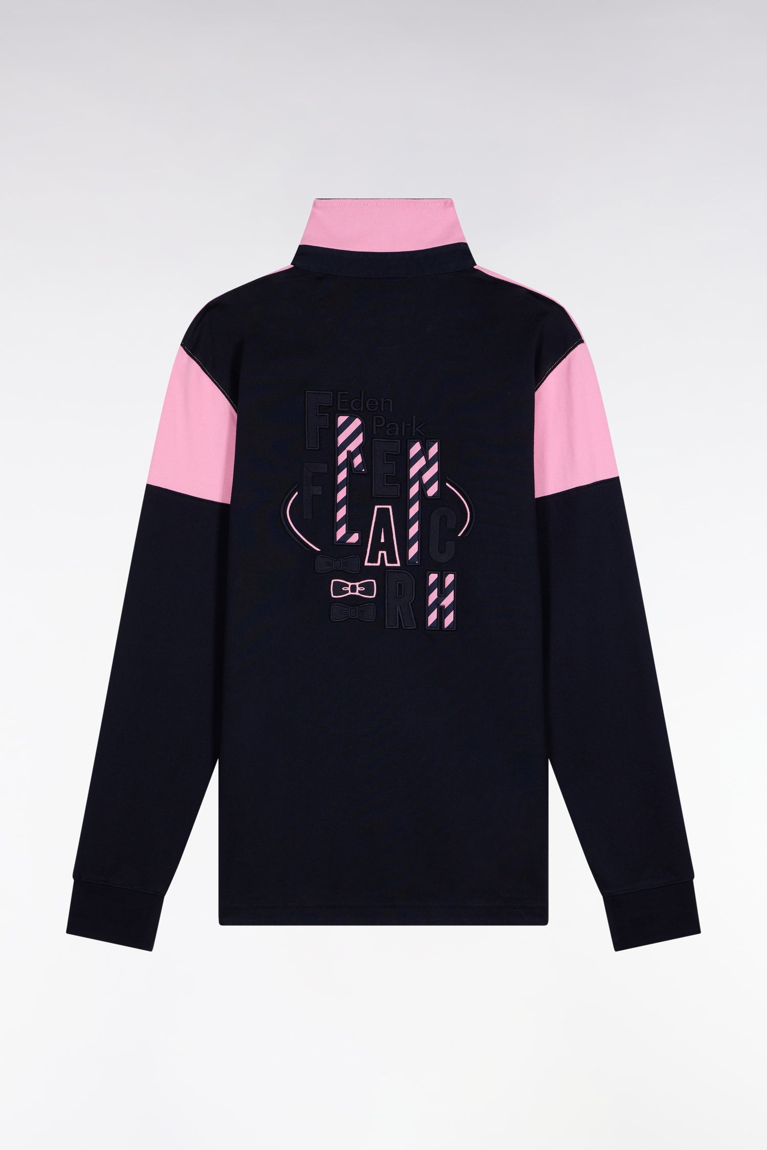 Maillot à manches longues en jersey bicolore marine et rose coupe