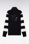 Long-sleeved striped jersey in black fleece, straight cut