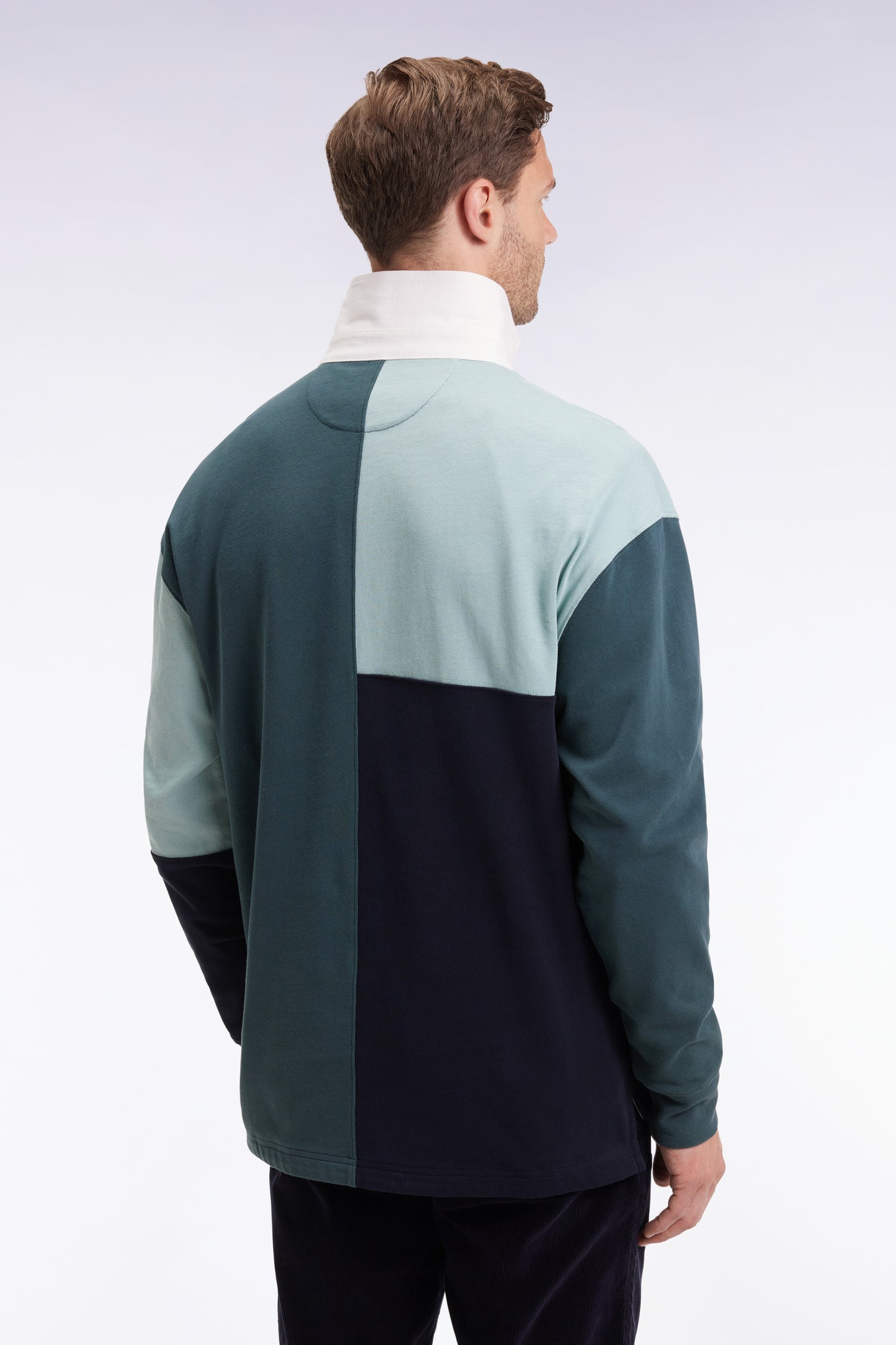 Maillot à manches longues en coton vert à cadrans coupé-cousu