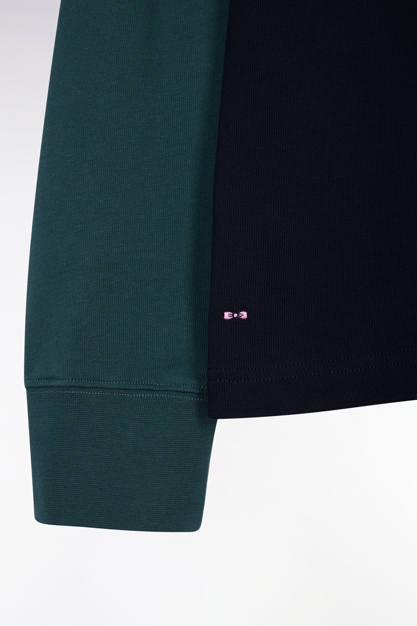 Maillot à manches longues en coton vert à cadrans coupé-cousu