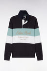 Long-sleeved jersey in thick black and green jersey with vintage embroidery