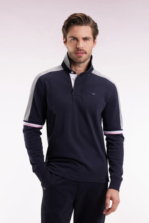 Maillot à manches longues XV de France en jersey épais marine coupe droite - Image 1